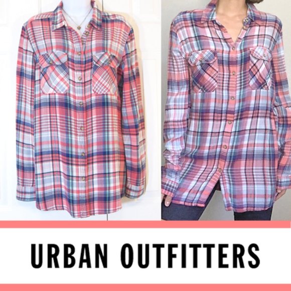 UO/BDG | Pastel Plaid Tunic Shirt - Picture 1 of 10